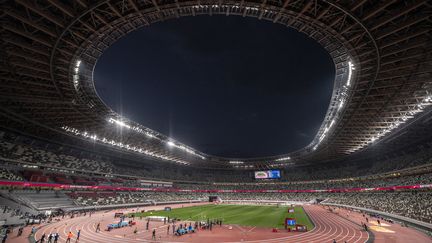 Le Stade olympique de Tokyo (Shin kokuritsu kyōgijō) accueillera la cérémonie d'ouverture à huis clos.&nbsp; (CHARLY TRIBALLEAU / AFP)