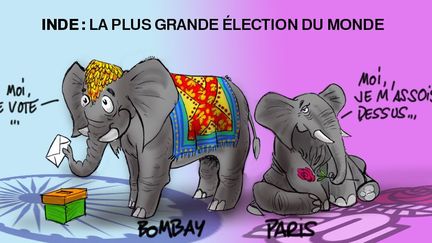 L'Inde vote pour renouveler ses représentants. On a coutume de dire que l'Inde est la plus grande démocratie au monde. En effet, Il y a 800 millions d'électeurs, et le scrutin s'étire sur cinq semaines. Pendant ce temps en France, les «éléphants» du Parti socialiste se sont déchirés sur la procédure de remplacement d'Harlem Désir à la tête du parti. Certains voulaient un vote de l'ensemble des militants. Finalement il n'y a pas eu d'élection générale.et Jean-Christophe Cambadélis a été élu par le conseil national du parti. (Franck Pucques)