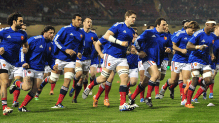 Les Bleus à l'échauffement