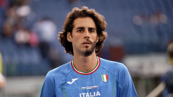 Gianmarco Tamberi, lors des championnats d'Europe d'athlétisme, à Rome, en Italie, le 11 juin 2024. (MASSIMO VALICCHIA / NURPHOTO / AFP)