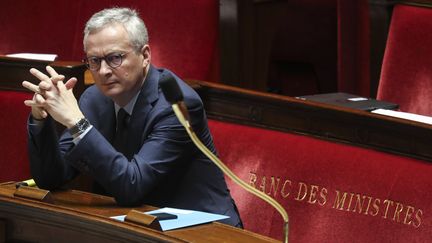 Le ministre de l'Economie, Bruno Le Maire, le 19 mars 2020 à l'Assemblée nationale. (LUDOVIC MARIN / AFP)