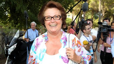 La pr&eacute;sidente du Parti chr&eacute;tien d&eacute;mocrate (PCD), Christine Boutin, arrive &agrave; la r&eacute;union des Amis de Nicolas Sarkozy, le 24 ao&ucirc;t 2012 &agrave; Nice (Alpes-Maritimes). (VALERY HACHE / AFP)