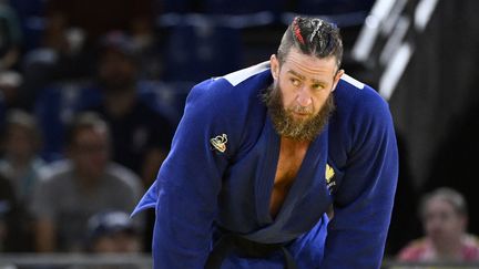 Jason Grandry lors de son combat pour le bronze contre le Turc Onur Tastan, Jeux Paralympiques 2024, le 7 septembre 2024. (HERVIO JEAN-MARIE / AFP)