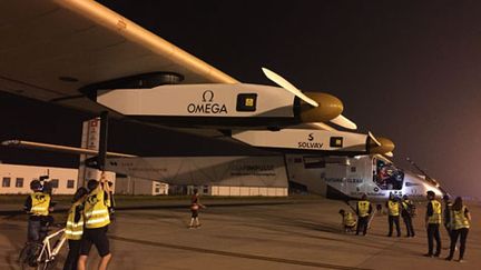 &nbsp; (L'avion Solar Impulse peu avant son décollage de Nankin ce week-end ©)