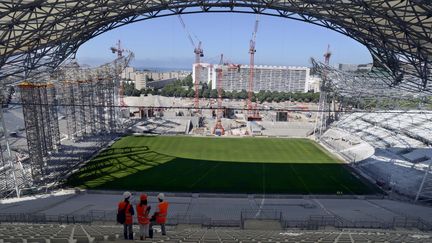 Vue du chantier de r&eacute;novation du stade V&eacute;lodrome, le 1er juillet 2013 &agrave; Marseille (Bouches-du-Rh&ocirc;ne).&nbsp; (MAXPPP)