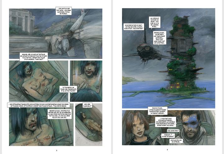 Deux planches de "Bug Livre 2" de Enki Bilal. (Enki Bilal - Casterman)