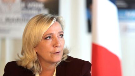 Marine Le Pen lors d'une visite à Omecourt, le 1 juin 2022. (MANON CRUZ / MAXPPP)