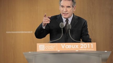 Le président du MoDem présente ses voeux à la presse, le 14 janvier 2011, à Paris. (AFP - Jacques Demarthon)