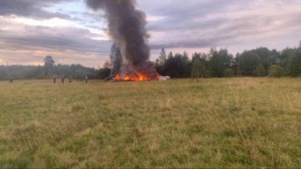 The scene of the plane crash of the boss of the Wagner group, August 23, 2023 near Moscow (Russia).  (WAGNER TELEGRAM ACCOUNT / ANADOLU AGENCY / AFP)