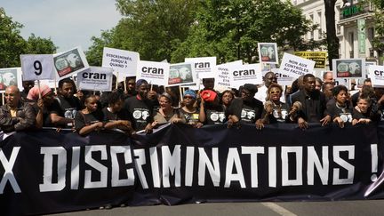 Une manifestation organisée par le conseil représentatif des associations noires (Cran) à Paris le 10 mai 2008. (© FRANCOIS BOUCHET / MAXPPP)