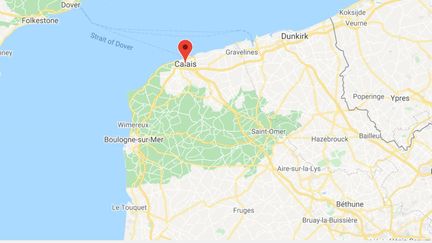 53 migrants ont été secourus&nbsp;au large&nbsp;du Pas-de-Calais, mercredi 21 avril. (CAPTURE D'ECRAN GOOGLE MAPS)