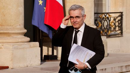 Yves Veyrier, le 29 avril 2021, au palais de l'Élysée. (LUDOVIC MARIN / AFP)