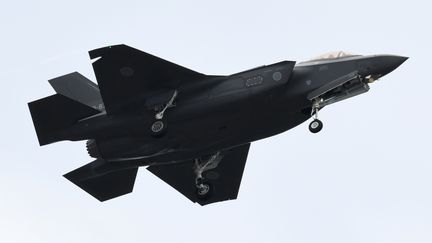 Un F-35 des forces d'autodéfense japonaises, le 14 octobre 2018 au-dessus d'Asaka (Japon). (KAZUHIRO NOGI / AFP)