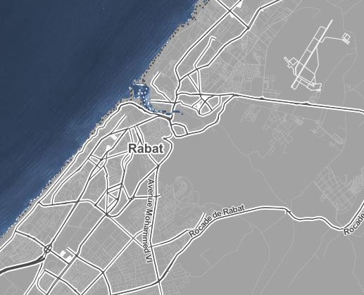 Image de la capitale Rabat. Il s'agit d'une vue de Rabat avant toute hausse de température globale de la terre. (source&nbsp;climatecentral.org) (climatecentral.org)