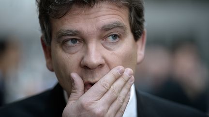 Arnaud Montebourg, le 22 avril 2014 &agrave; Brignais (Rh&ocirc;ne-Alpes).&nbsp; (PHILIPPE DESMAZES / AFP)