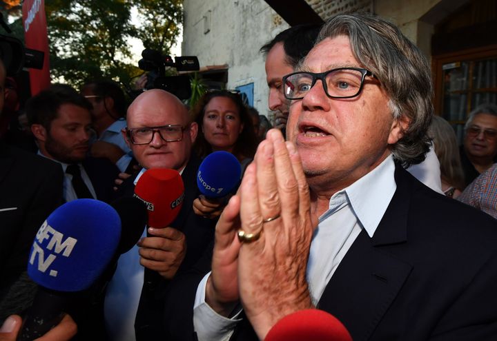 Gilbert Collard, réélu député du Gard, le 18 juin 2017, réagit à sa victoire.&nbsp; (PASCAL GUYOT / AFP)