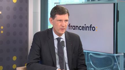 Thierry Martel, directeur général de Groupama et président de l'Association des assureurs mutualistes (AAM), était l'invité éco de franceinfo, le 16 septembre 2022.&nbsp; (FRANCEINFO / RADIOFRANCE)