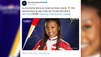 Eden Alene représentera Israël à l'Eurovision. (CAPTURE D'ECRAN TWITTER)