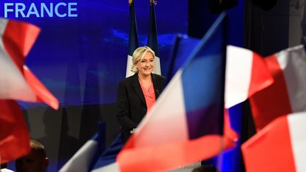 Marine Le Pen lors de son discours après l'annonce des résultats du second tour de l'élection présidentielle, le 7 mai 2017, à Paris. (BERTRAND GUAY / AFP)