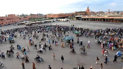 La place touristique Jamâa El-Fna de Marrakech, le 28 avril 2011, après l'attentat. (AFP PHOTO/ ABDELHAK SENNA)