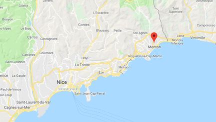 La commune de Menton, dans les Alpes-Maritimes (CAPTURE D'ÉCRAN GOOGLE MAPS)