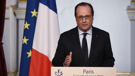  (François Hollande en conférence de presse à l'Elysée samedi 12 mars  ©SIPA)