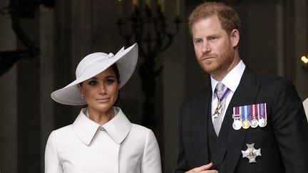 Le prince Harry et sa femme Meghan Markle, à Londres (Royaume-Uni), le 3 juin 2022. (MATT DUNHAM / AFP)