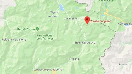 L'avalanche s'est déclenchée le secteur du Pisaillas, à Val d’Isère (Savoie), le 18 février 2018.&nbsp; (GOOGLE MAPS)