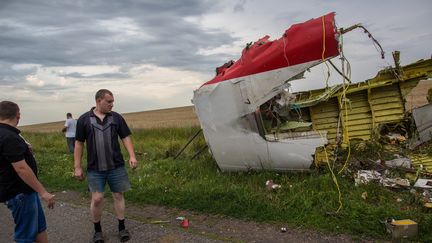 Le site du crash du Boeing 777 de Malaysian Airlines, dans la r&eacute;gion de Donetsk (Ukraine), le 17 juillet. (ANDREY STENIN / RIA NOVOSTI / AFP)