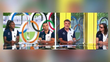 Les porte-drapeaux des délégations olympique et paralympique françaises sur le plateau de France 2.&nbsp; (FRANCE 2)