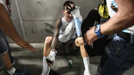 Romain Bardet à l'issue de la 20e étape du Tour de France, à Marseille (Bouches-du-Rhône), le 22 juillet 2017. (LIONEL BONAVENTURE / AFP)