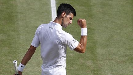 Novak Djokovic lors de sa finale contre Matteo Berrettini à Wimbledon, le 15 juillet 2021. (PETER NICHOLLS / AFP)