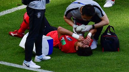 Le Sud-Coréen&nbsp;Yun Young-sun face à l'Allemagne le 27 juin 2018 à Kazan (Russie). (LUIS ACOSTA / AFP)