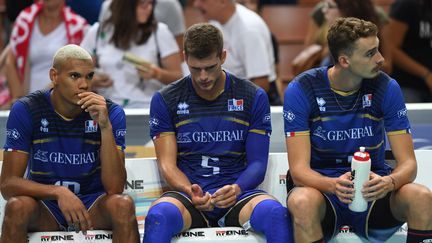 L'équipe de France de volley la tête basse (PIOTR NOWAK / AFP)