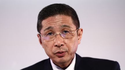 Hiroto Saikawa, ancien président&nbsp;directeur général de Nissan, lors d'une conférence de presse, le 14 mai 2019 à Yokohama. (BEHROUZ MEHRI / AFP)