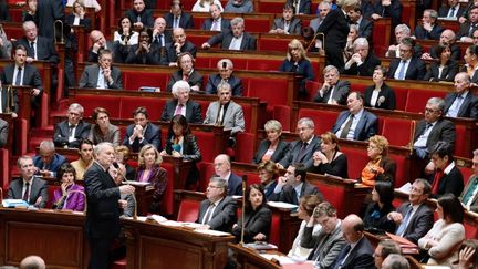 Le Premier ministre, Jean-Marc Ayrault, lors des questions au gouvernement, le 3 avril 2013 &agrave; l'Assembl&eacute;e nationale, &agrave; Paris. (ERIC FEFERBERG / AFP)