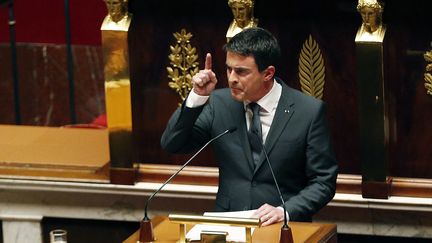 Le Premier ministre Manuel Valls prononce un discours &agrave; l'Assembl&eacute;e nationale, mardi 13 janvier 2015,&nbsp;apr&egrave;s les attentats commis en France. (FRANCOIS GUILLOT / AFP)