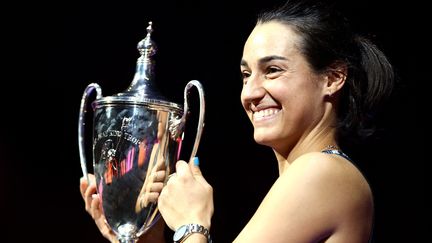 La joie de Caroline Garcia après sa victoire au Masters WTA de tennis, le 7 novembre 2022. (KATELYN MULCAHY / GETTY IMAGES NORTH AMERICA / VIA AFP)