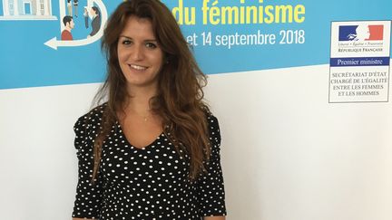 Marlène Schiappa,&nbsp;secrétaire d'Etat à l'Egalité femmes-hommes, lors de l'Université d'été du féminisme, à Paris, le 14&nbsp;septembre 2018. (NATHALIE BOURRUS / RADIO FRANCE)