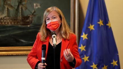 Nathalie Loiseau à Madrid, en Espagne, le 22 septembre 2021. (EMILIO NARANJO / EFE)