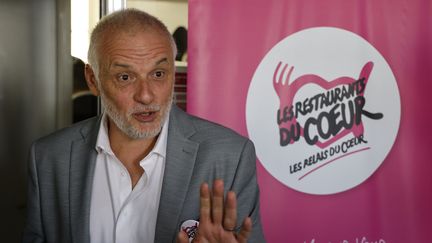 Le président bénévole des Restos du Cœur, Patrice Douret, le 5 septembre 2023. (LUDOVIC MARIN / AFP)