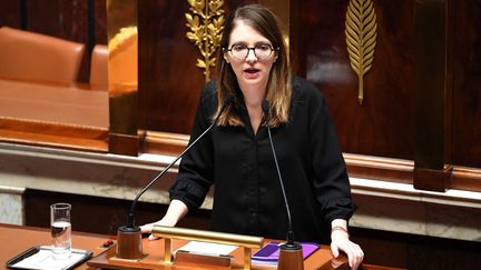 La cheffe de file des députés Renaissance, Aurore Bergé, le 20 mars 2023 à l'Assemblée nationale. (BERTRAND GUAY / AFP)