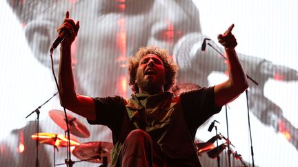 &nbsp;Le chanteur Zack de la Rocha de Rage Against the Machine lors du concert au Madison Square Garden le 8 août 2022 à New York (THEO WARGO / GETTY IMAGES NORTH AMERICA / GETTY IMAGES VIA AFP)