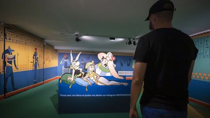 Exposition "Goscinny et le cinéma", au Musée éphémère du cinéma au Palais des Festivals et des Congres, à Cannes, le 11 août 2021. (SYSPEO / SIPA)