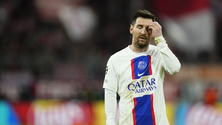 Lionel Messi lors du huitième de finale retour de la Ligue des champions entre le Bayern Munich et le Paris Saint-Germain à l'Allianz Arena, le 8 mars 2023. (JOSE BRETON / AFP)