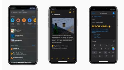 Le "dark mode" qui sera disponible sur iPhone avec OS13. (APPLE)