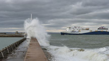 Une vague déferle sur les côtes du Havre (Seine-Maritime), le 11 novembre 2016. (CORMON FRANCIS / HEMIS.FR / AFP)