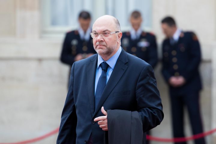 Stéphane Travert arrive à la cérémonie d'investiture du président élu Emmanuel Macron, à l'Elysée, à Paris, le 14 mai 2017. (CHRISTOPHE MORIN / MAXPPP)