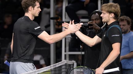 Andy Murray et David Goffin, leaders respectifs de la Grande-Bretagne et de la Belgique (MIGUEL MEDINA / AFP)