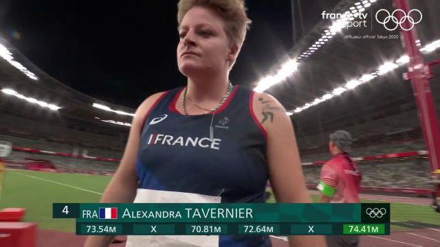 Du chocolat pour Alexandra Tavernier qui termine quatrième de la finale du lancer de marteau (74,41 m) ! La Polonaise Anita Wlodarczyk, à 78,48 m, aligne un troisième sacre olympique de suite.